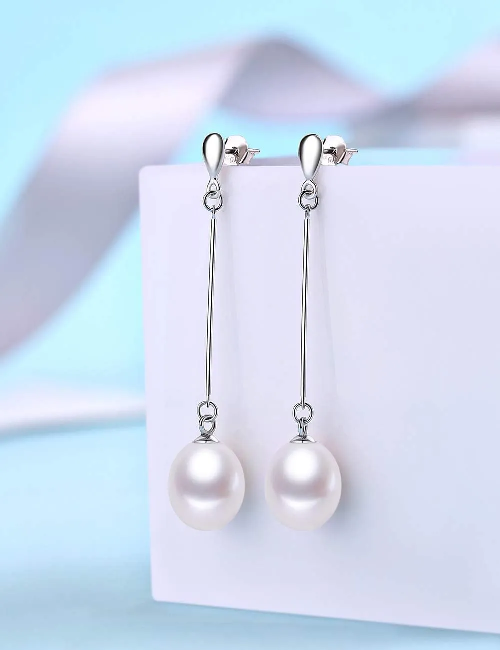 HXZZ Fine Jewelry Women Gifts 925 Sterling Silver Freshwater Cultured Teardrop White Pearl Pendant Necklace