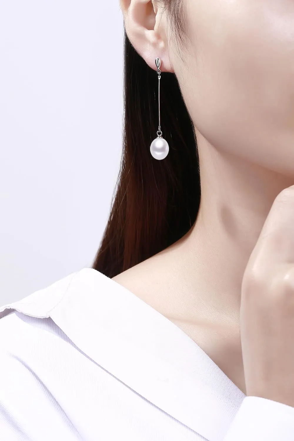 HXZZ Fine Jewelry Women Gifts 925 Sterling Silver Freshwater Cultured Teardrop White Pearl Pendant Necklace