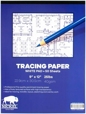 Hyatt's Nickel Sketching & Tracing Paper Pad, 9x12 inches, 50 Sheets I White Translucent Paper Vellum I Trace Paper for Drawing, Sketch, Drafting, Tracing, and Overlay