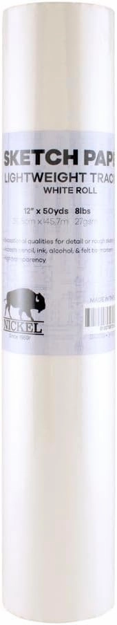 Hyatt's Nickel White Sketch Tracing Paper Roll, 12 inch X 50 Yard I White Translucent Paper Vellum I Lightweight Paper for Drawing, Sketching, Drafting, Overlay