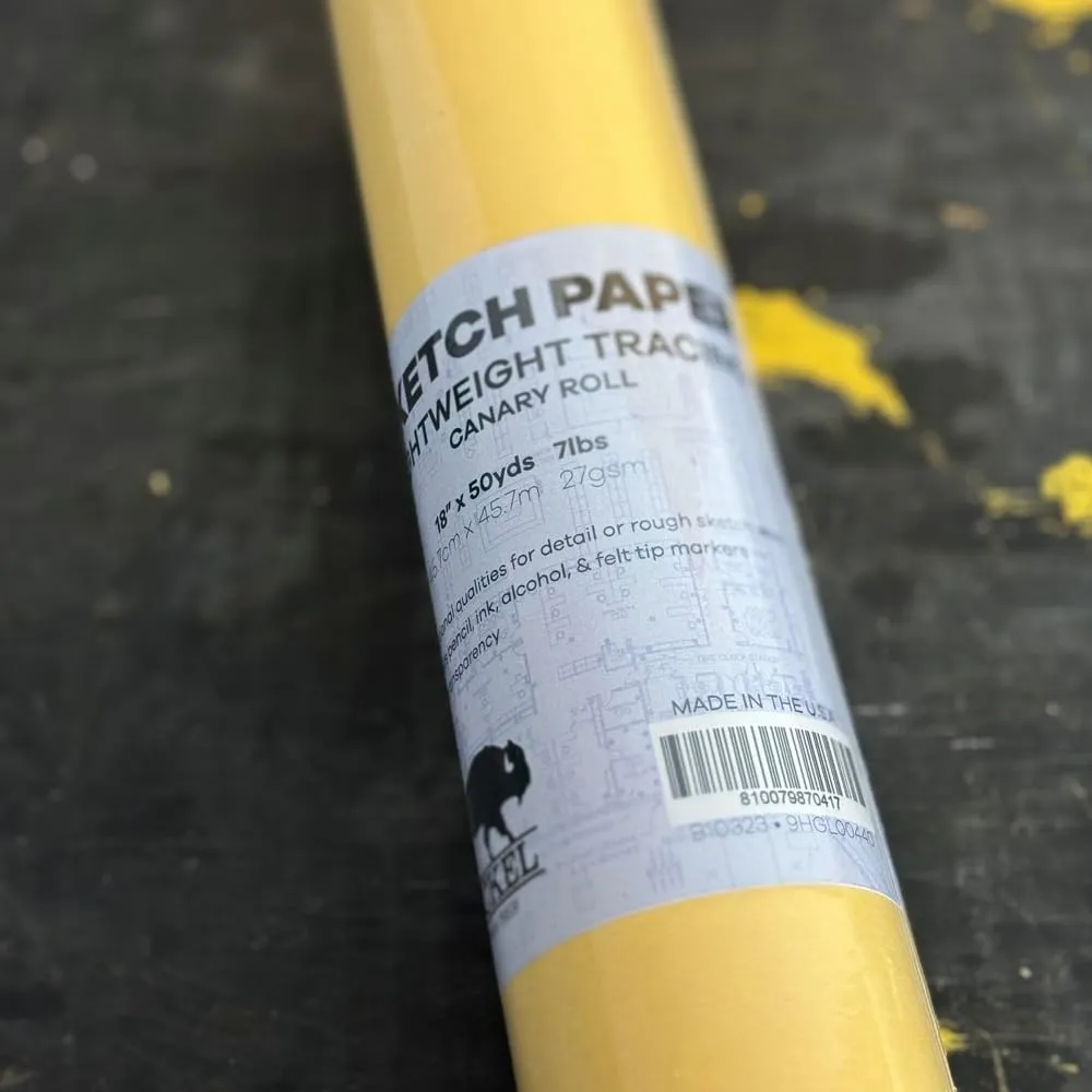 Hyatt's Nickel Canary Yellow Sketch Tracing Paper Roll, 18 inch X 50 Yard I Parchment Translucent Paper Vellum I Lightweight Paper for Drawing, Sketching, Drafting, Overlay