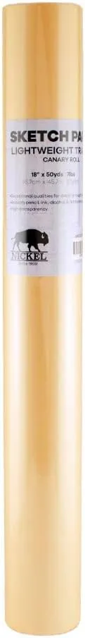 Hyatt's Nickel Canary Yellow Sketch Tracing Paper Roll, 18 inch X 50 Yard I Parchment Translucent Paper Vellum I Lightweight Paper for Drawing, Sketching, Drafting, Overlay