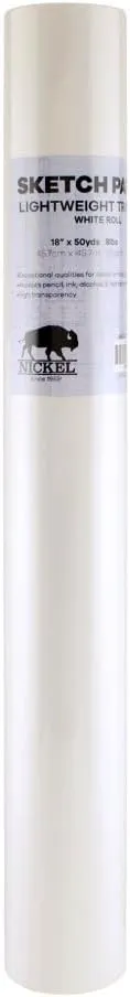 Hyatt's Nickel White Sketch Tracing Paper Roll, 18 inch X 50 Yard I White Translucent Paper Vellum I Lightweight Paper for Drawing, Sketching, Drafting, Overlay