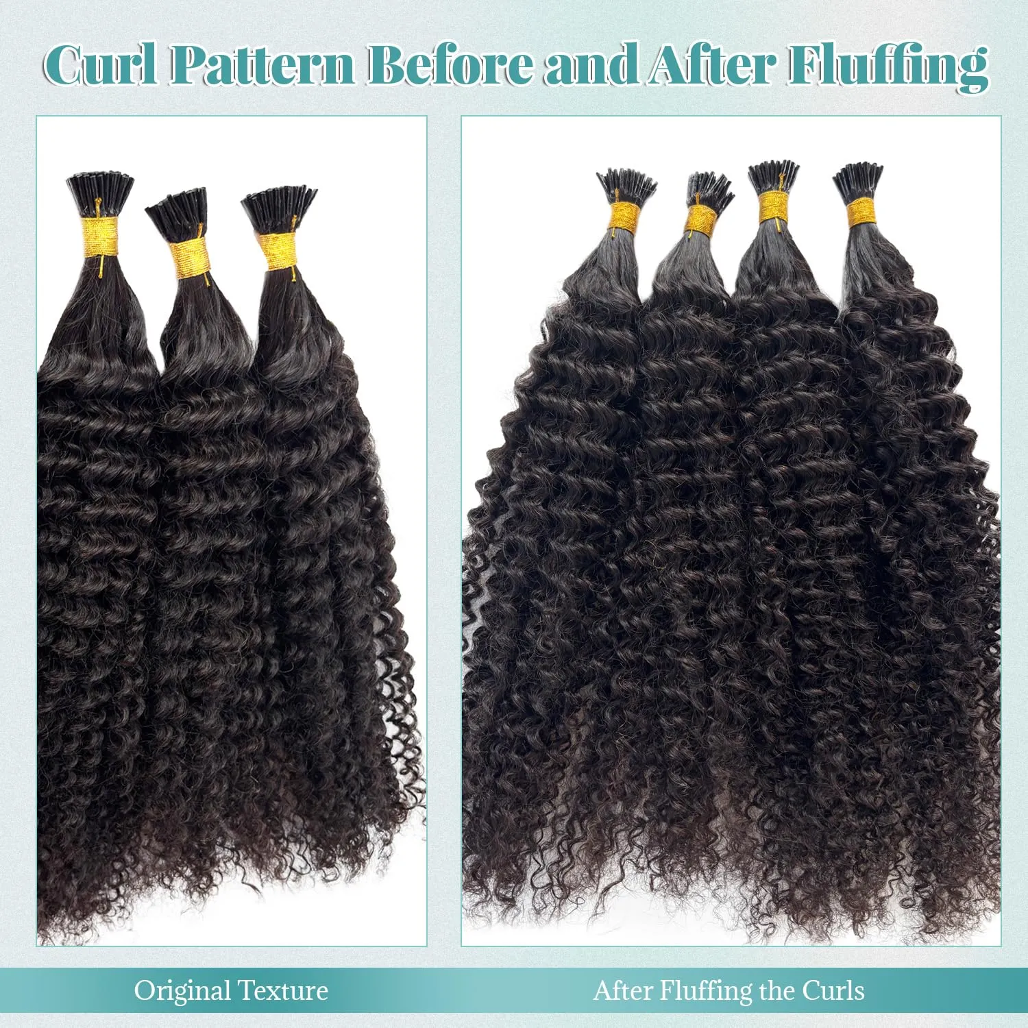 I Tip Hair Extensions Kinky Curly Keratin Tip Extensions Real Human Hair 18 Inch Natural Black Curly I Tip Human Hair Extension Cold Fusion Remy Hair Curly I Tips for Black Women 50 Strands 50Grams