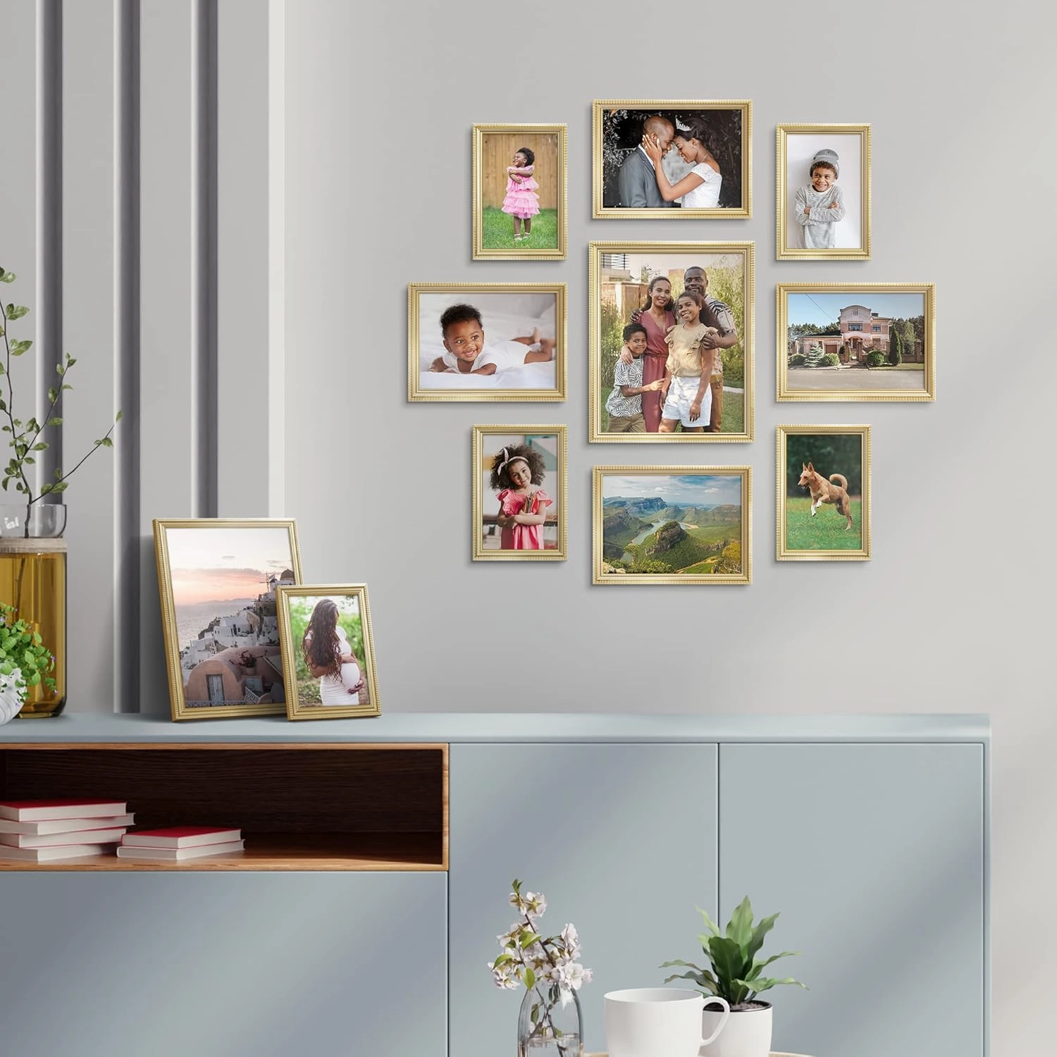 Icona Bay 8x10 Picture Frames (Gold, 6 Pack), Beautifully Detailed Molding, Contemporary Picture Frame Set, Wall Mount or Table Top, Inspirations Collection