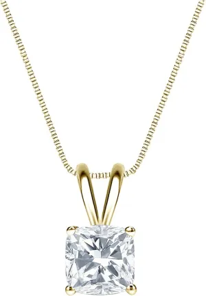 IGI Certified 18k Yellow Gold 4-Prong Basket Cushion-Cut Diamond Solitaire Pendant (3/4 cttw,G-H,SI1-SI2)
