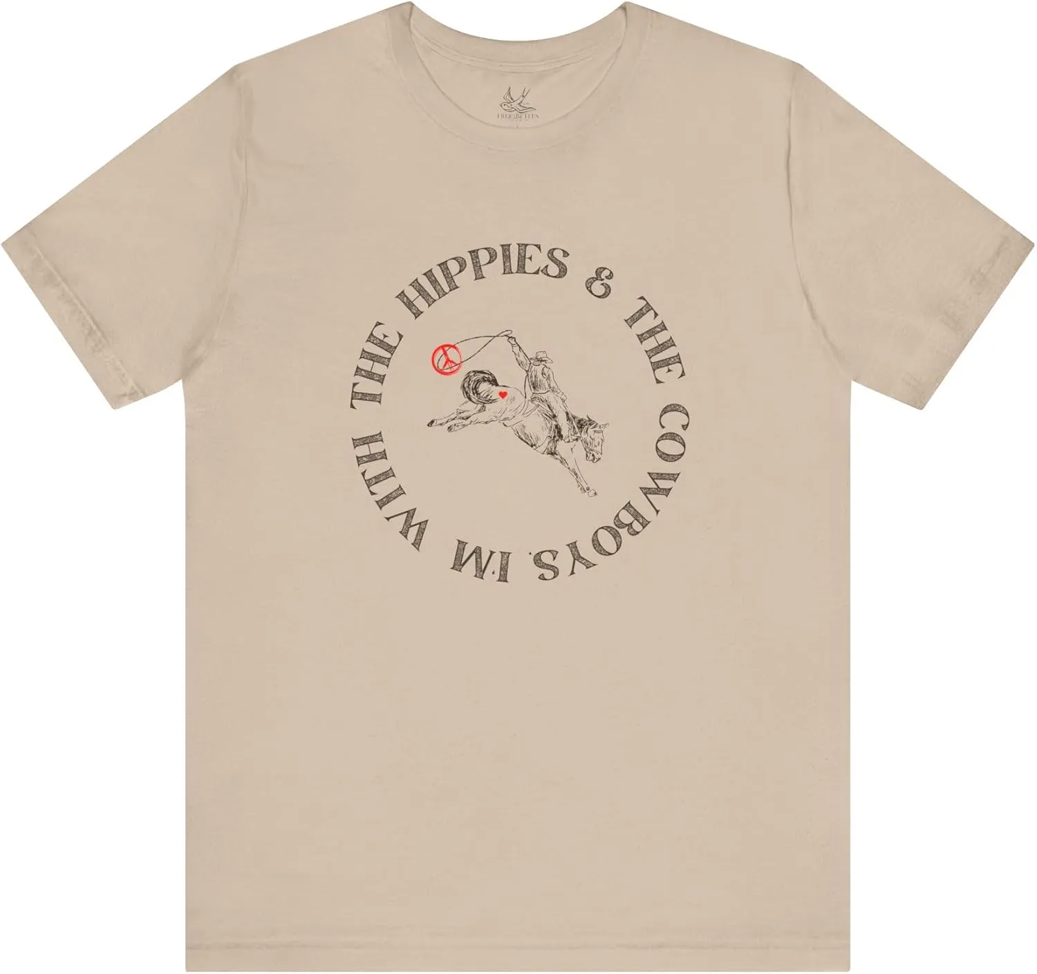 I'm with The Hippies & The Cowboys T-Shirt: Western Country Concert T-Shirt, Hippies & Cowboys Rodeo Tee, All Ages Top