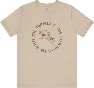 I'm with The Hippies & The Cowboys T-Shirt: Western Country Concert T-Shirt, Hippies & Cowboys Rodeo Tee, All Ages Top