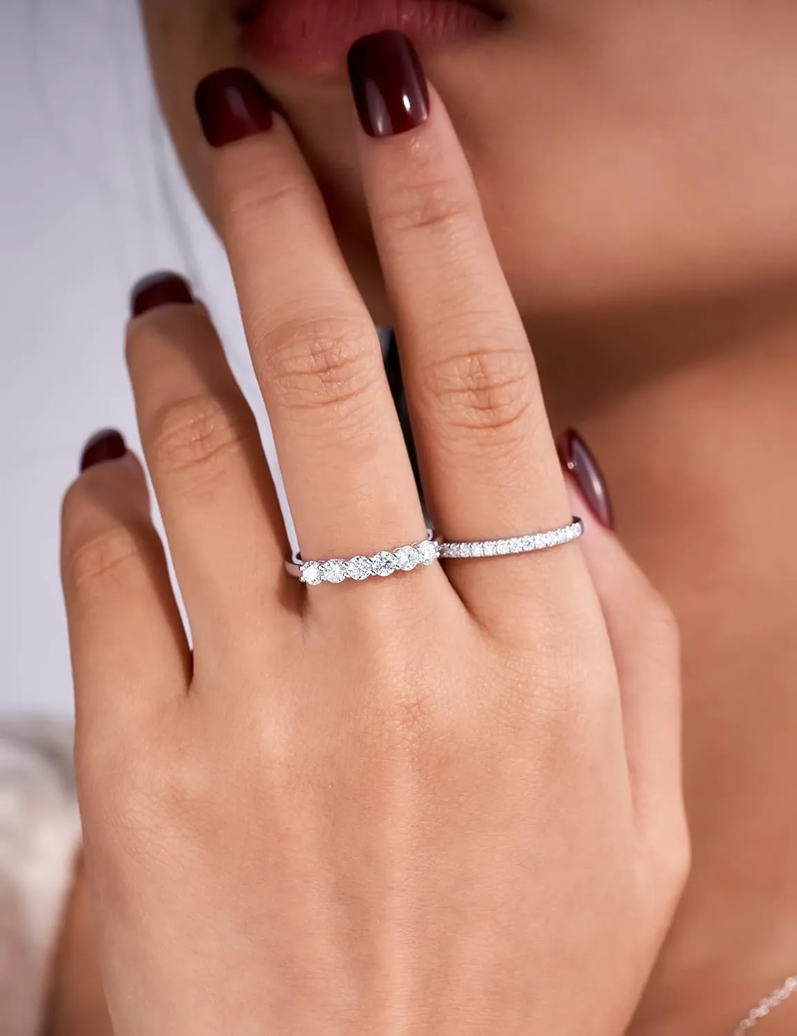 IMOLOVE Moissanite Wedding Band for Women Eternity Bands Moissanite Wedding Rings for Women Sterling Silver Ring Anniversary Band White Gold Plated Size 4-11