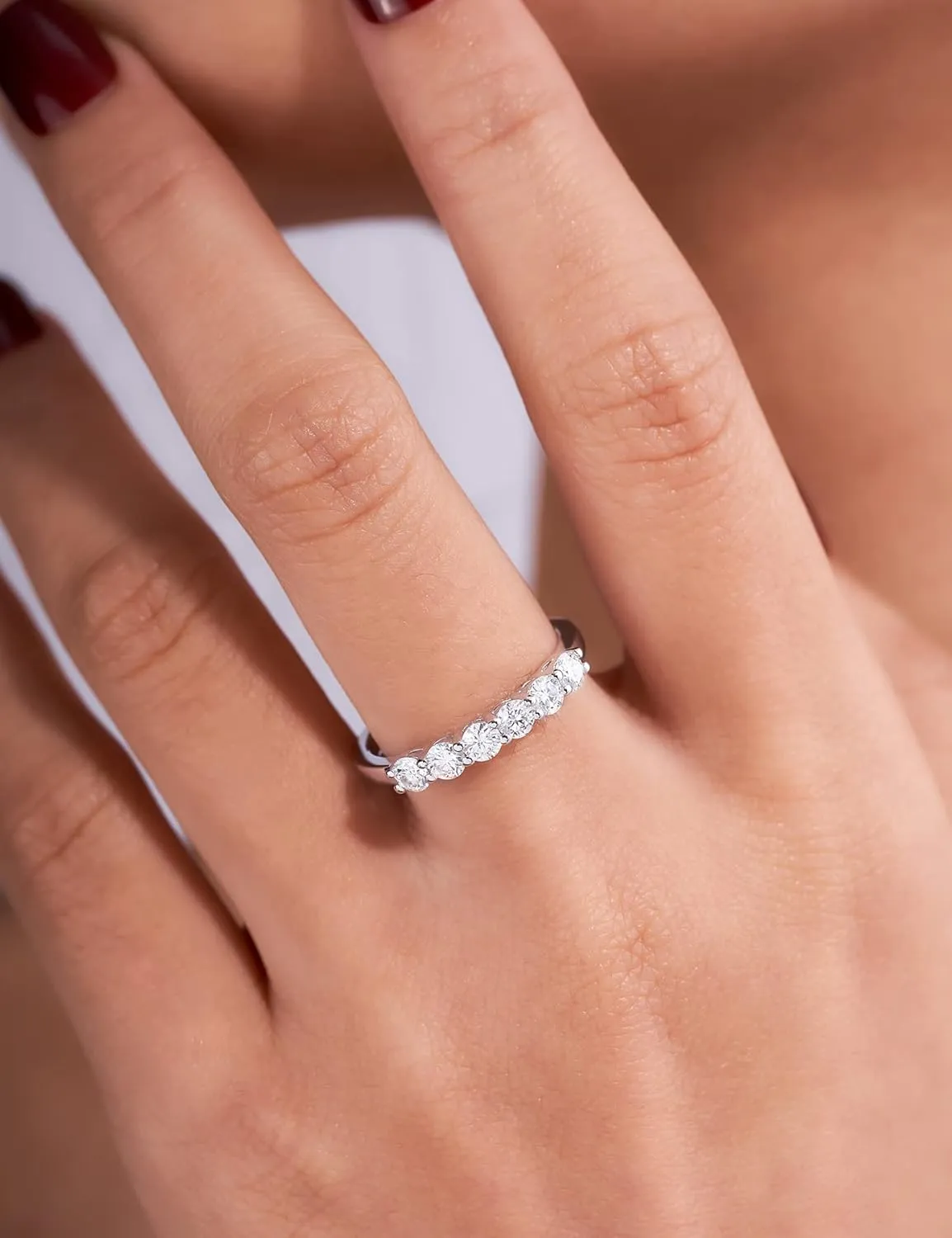 IMOLOVE Moissanite Wedding Band for Women Eternity Bands Moissanite Wedding Rings for Women Sterling Silver Ring Anniversary Band White Gold Plated Size 4-11