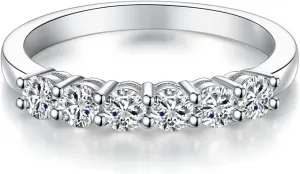 IMOLOVE Moissanite Wedding Band for Women Eternity Bands Moissanite Wedding Rings for Women Sterling Silver Ring Anniversary Band White Gold Plated Size 4-11