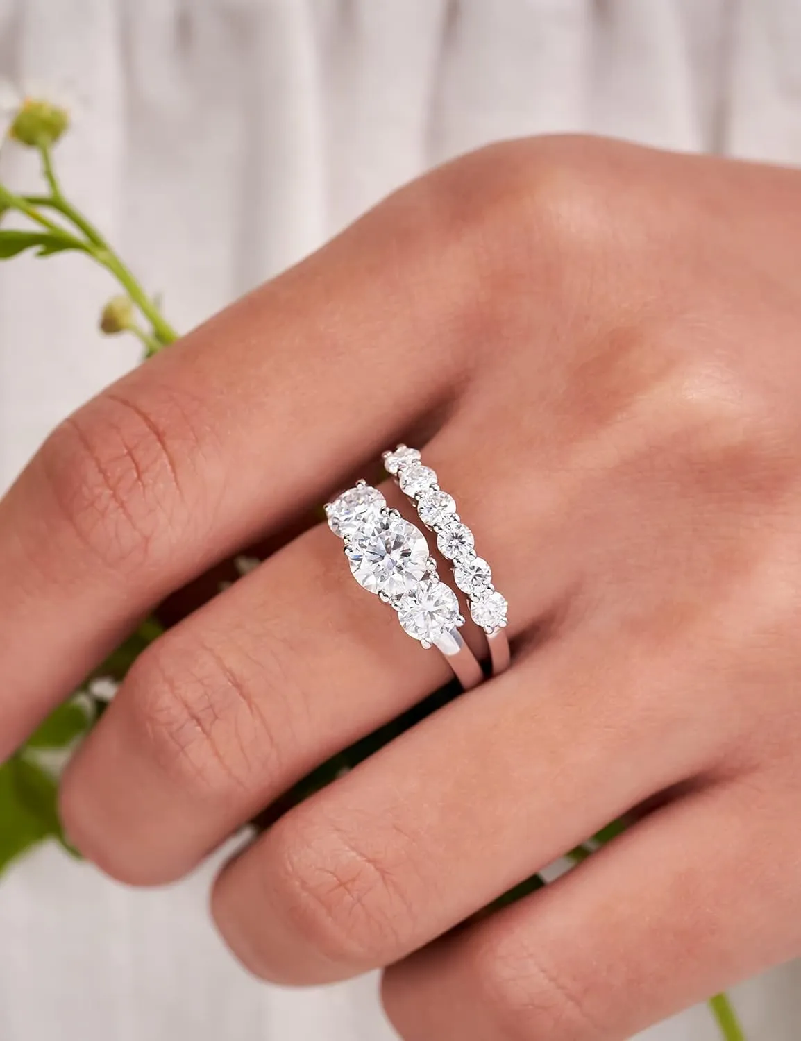 IMOLOVE Moissanite Wedding Band for Women Eternity Bands Moissanite Wedding Rings for Women Sterling Silver Ring Anniversary Band White Gold Plated Size 4-11