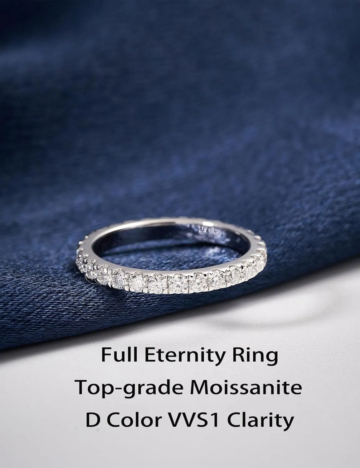 IMOLOVE Moissanite Wedding Band Wedding Rings for Women 925 Sterling Silver Rings with 18K White Gold Plated Eternity Stackable Engagement Ring Anniversary Band Size 3.5-12