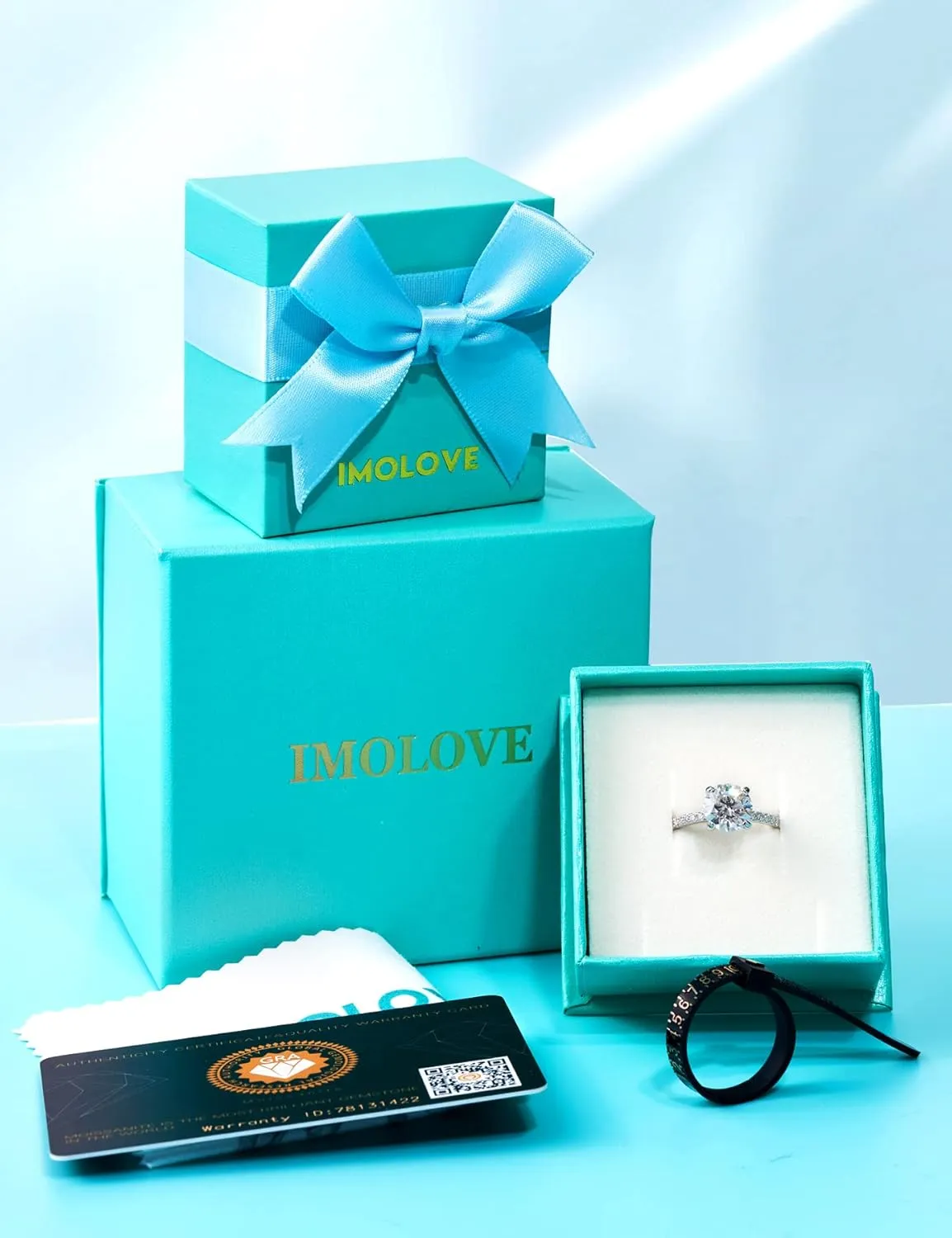 IMOLOVE Solitaire Moissanite Engagement Ring, 1CT D Color VVS1 Clarity, 925 Sterling Silver with 18K White Gold Plated, Ideal Gift for Women