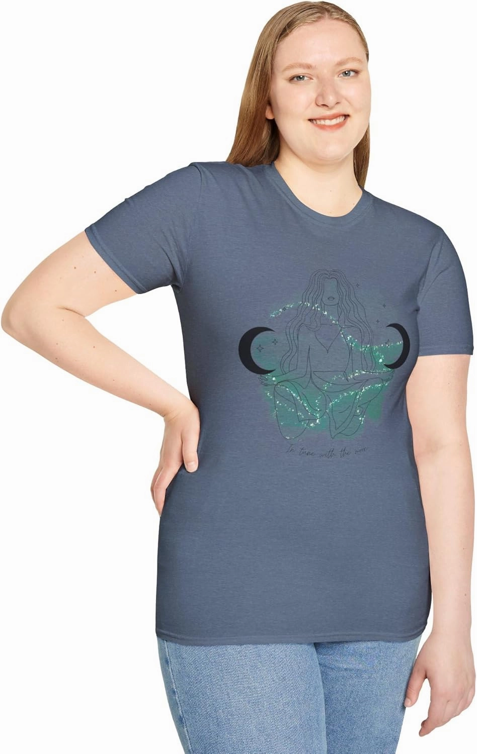 in Tune with The Moon Celestial T-Shirt, Bohemian Tee, Astrology Shirt, Casual Wear, Celestial Art Tee