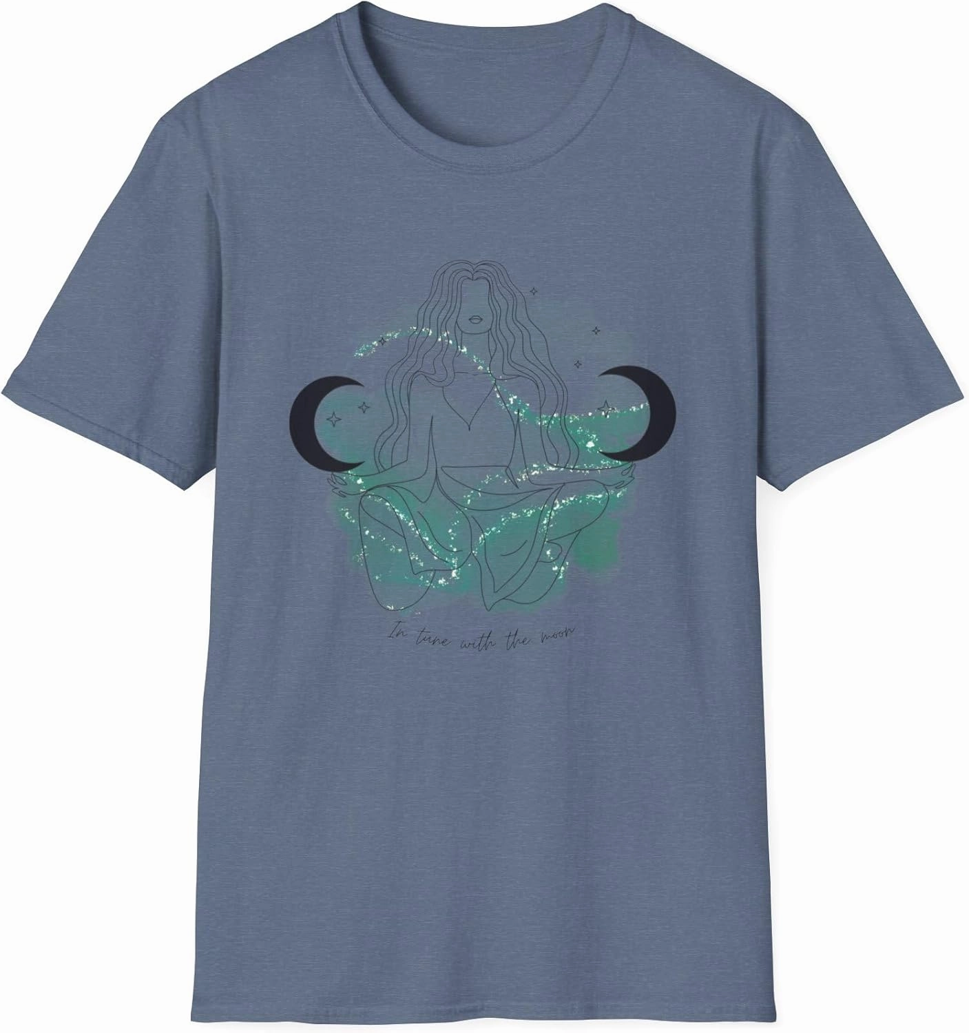 in Tune with The Moon Celestial T-Shirt, Bohemian Tee, Astrology Shirt, Casual Wear, Celestial Art Tee