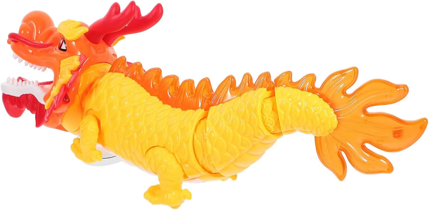 Interactive Dragon Dancing Toy Musical Lighting Year Shape Battery-Free Chinese Culture Decor