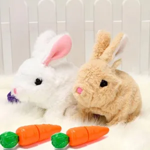 Interactive Hopping Bunny Plush Toy – Walking Stuffed Bunny with Sounds, Wiggling Ears, and Twitching Nose and Educational Toy for Kids