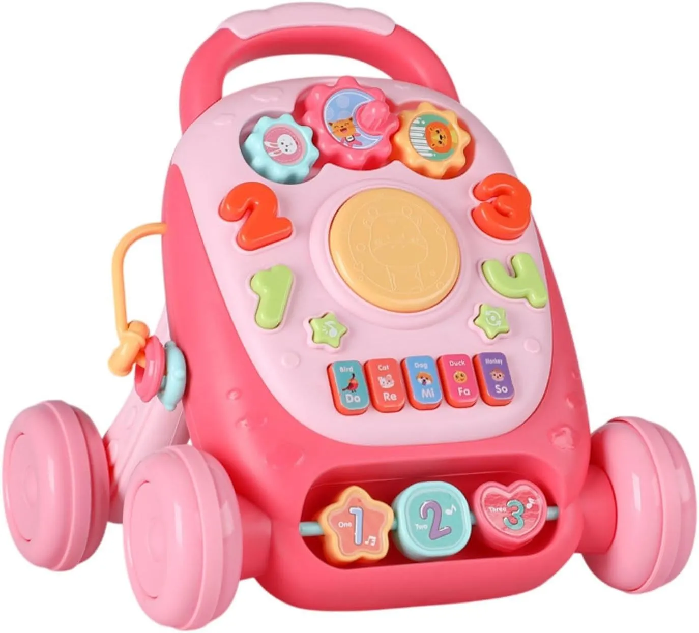 Interactive Music Toy for with Wheels, Ideal for Boys and Girls, Pink