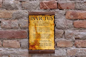 Invictus Poem Invictus Wood Framed Canvas Print, by William Ernest Henley Captain of My Soul Master of My Fate (8.7x11.8 Inches)