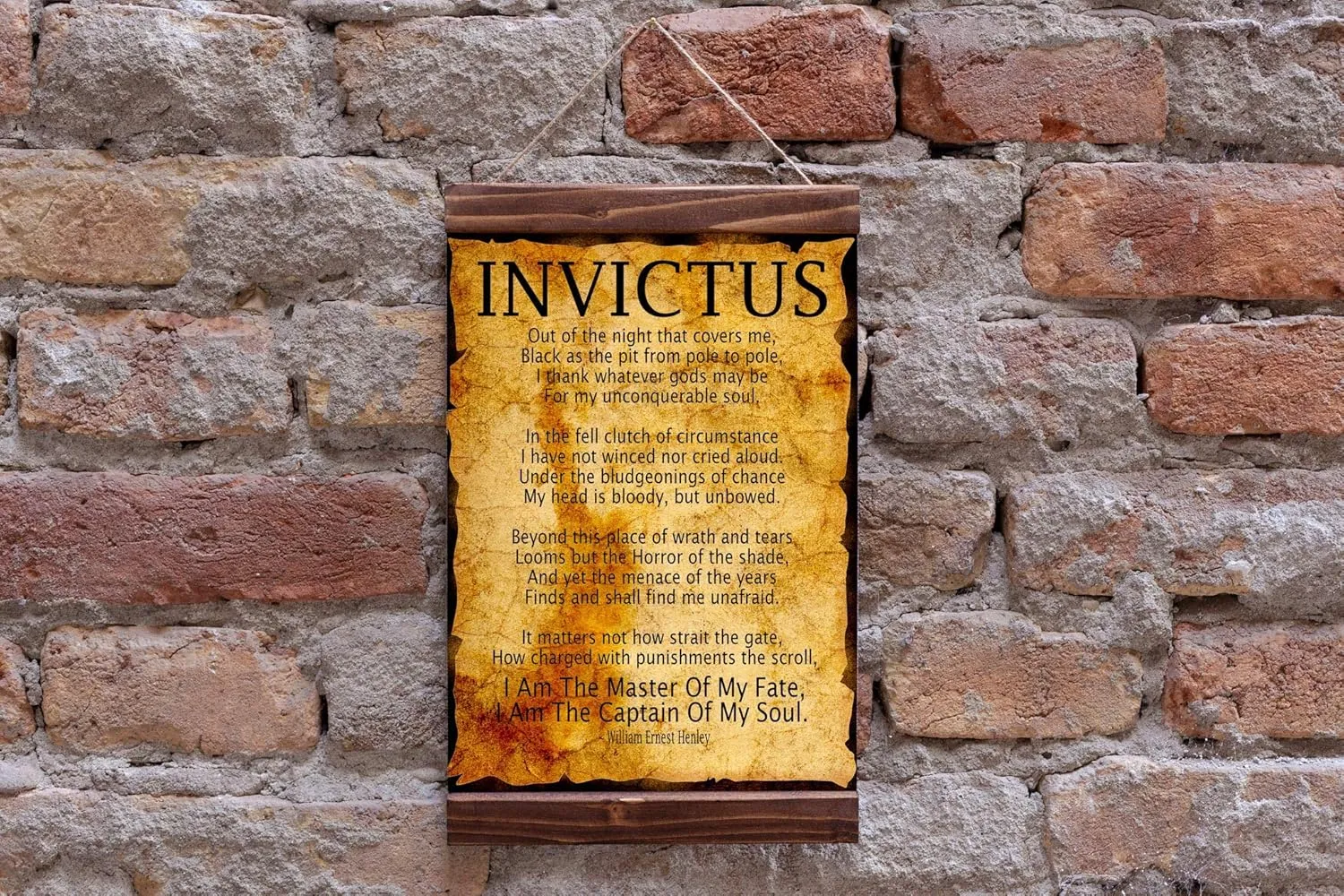 Invictus Poem Invictus Wood Framed Canvas Print, by William Ernest Henley Captain of My Soul Master of My Fate (8.7x11.8 Inches)