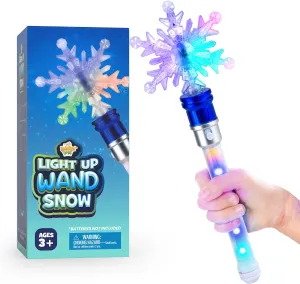 IPIDIPI TOYS Snowflake Wand - Spinning Light Up Magic Wand for Kids, Princess Fairy, Easter Basket Stuffers, Gifts for Girls and Toddlers, Pretend Play Toys