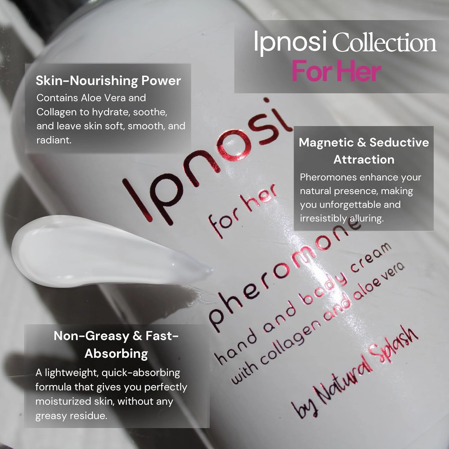 Ipnosi - Pheromone Infused Hand and Body Cream For Her – Long-Lasting Fragrance – Essential Oil – By Natural Splash - (Ipnosi Women).