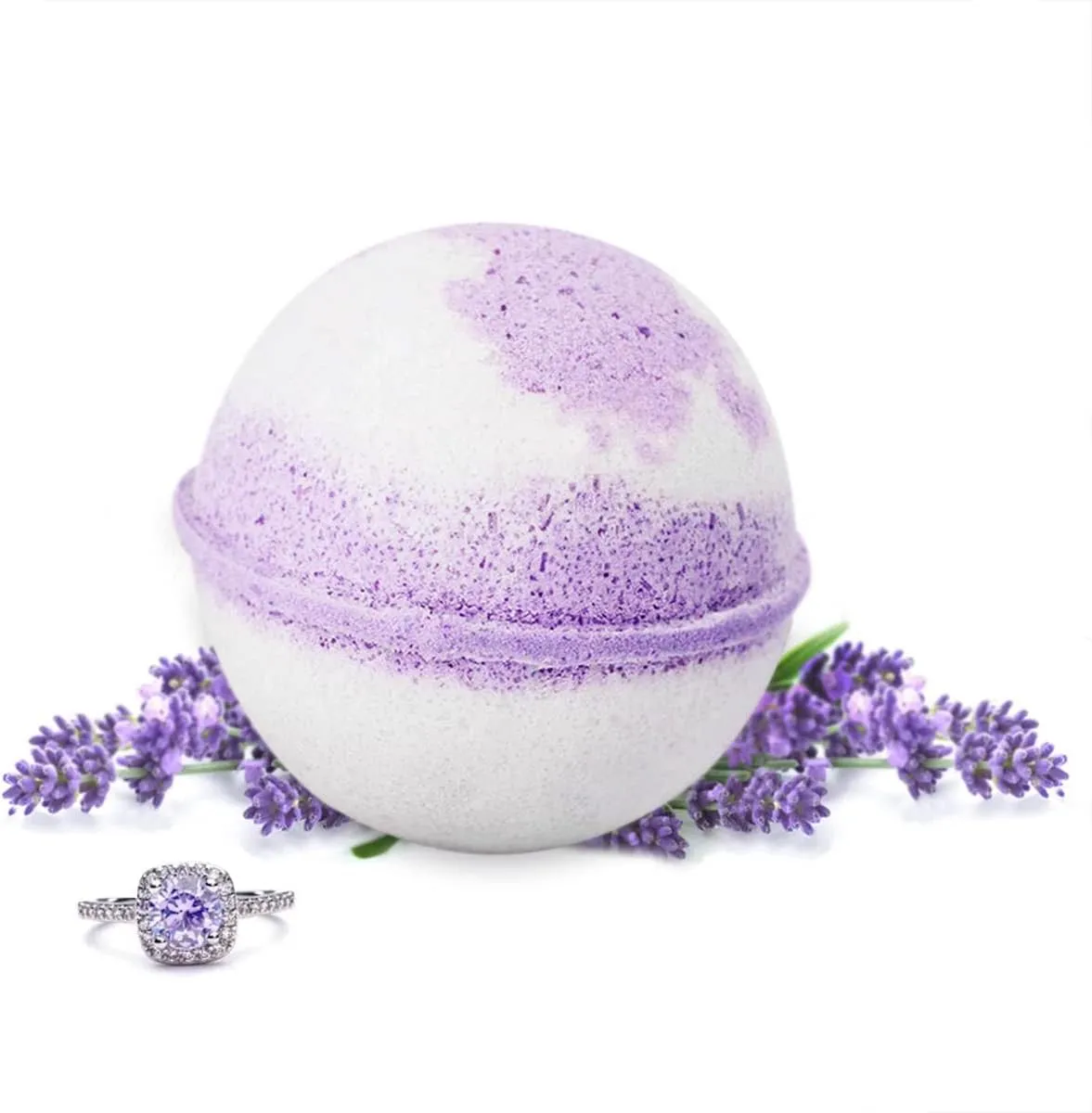 Ivy & Bauble Aromatherapy Handmade Bath Bombs with Surprise Ring Gift Inside for Women, Lavender Scent, Made in USA, Made Without Paraben, Preservatives, Phosphate, Large 10 oz, Ring Size 7