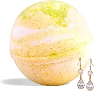 Ivy & Bauble Handmade Bath Bombs with Surprise Earrings Inside for Women, Tropical Scent, Made in USA, Made Without Paraben, Preservatives, Phosphate, Large 10 oz