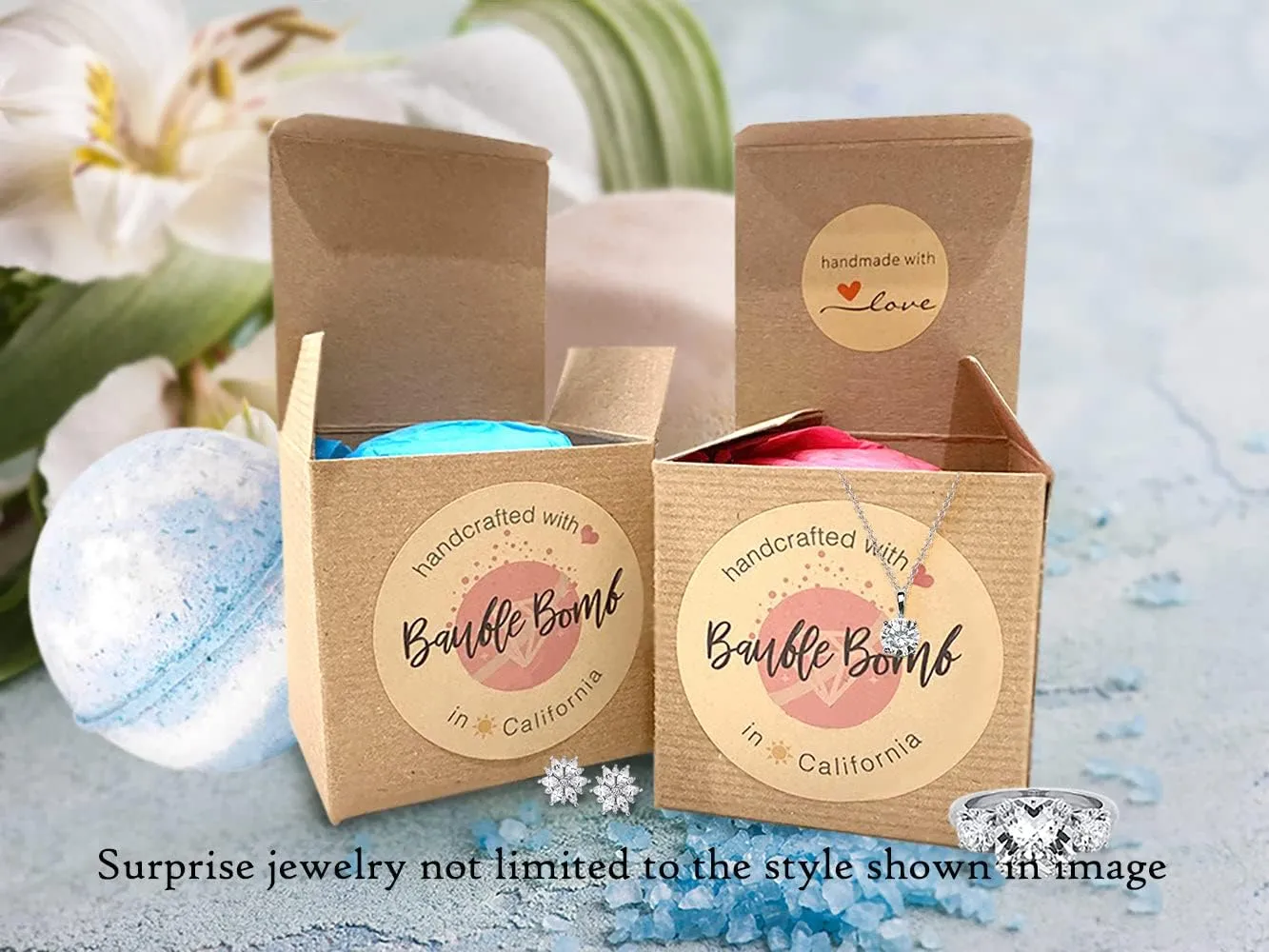 Ivy & Bauble Handmade Bath Bombs with Surprise Ring Inside for Women, Fresh Scent, Made in USA, Made Without Paraben, Preservatives, Phosphate, Large 10 oz, Ring Size 8