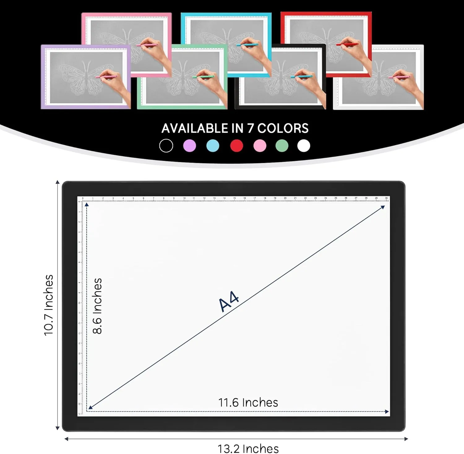 iVyne Corded Light Pad for Weeding Vinyl & Diamond Painting - A4 Light Box for Sketching & Tracing (Black)