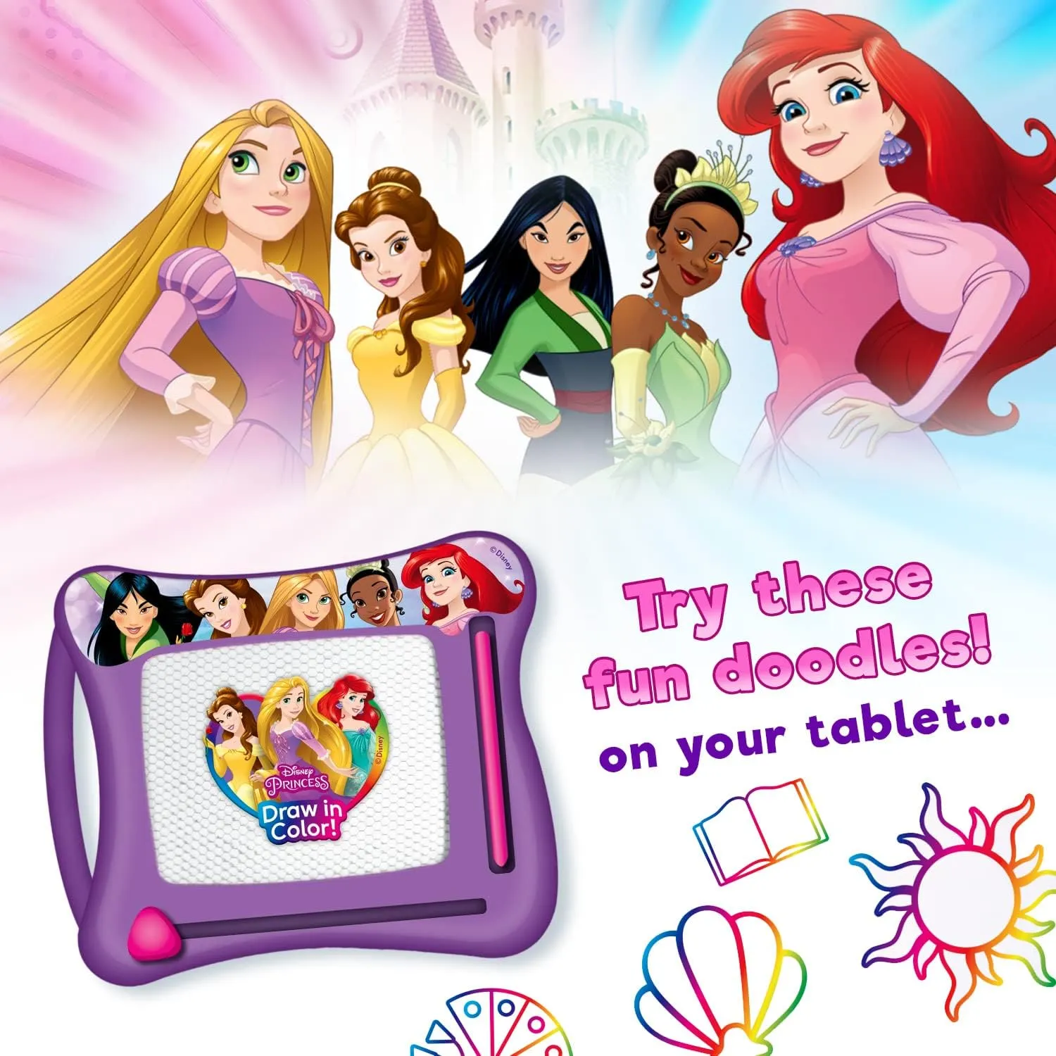 JA-RU Disney & Marvel Magnetic Drawing Board for Kids (3 Units Assorted) Disney Princess, Mickey Mouse, Spiderman. Mess-Free Car Ride Activities. Preschool Learning Toys. ABC-6906-3s