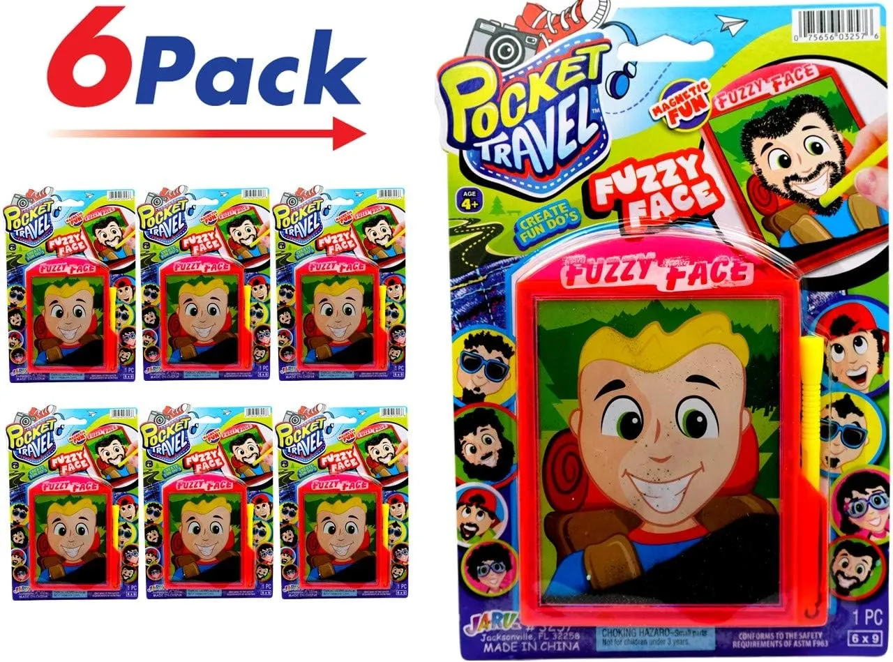 JA-RU Magnetic Face Toy (6 Units) Funny Beard, Hair & Fuzzy Face Magnetic Toy. Hand Held Road Trip Games. Retro Toys for Kids. Christmas Stocking Stuffers. 3257-6