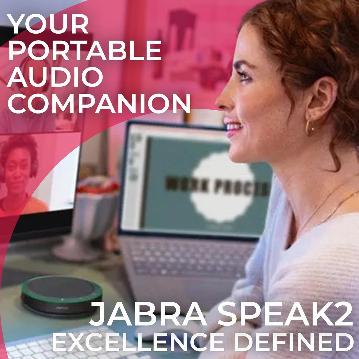Jabra Speak2 75 MS (Teams) Bluetooth Speakerphone, Compatible with PC, Mac, Smartphone & Tablet - for Conferencing, Distance Learning, Remote Work, School, Streaming, GTW Microfiber Cloth