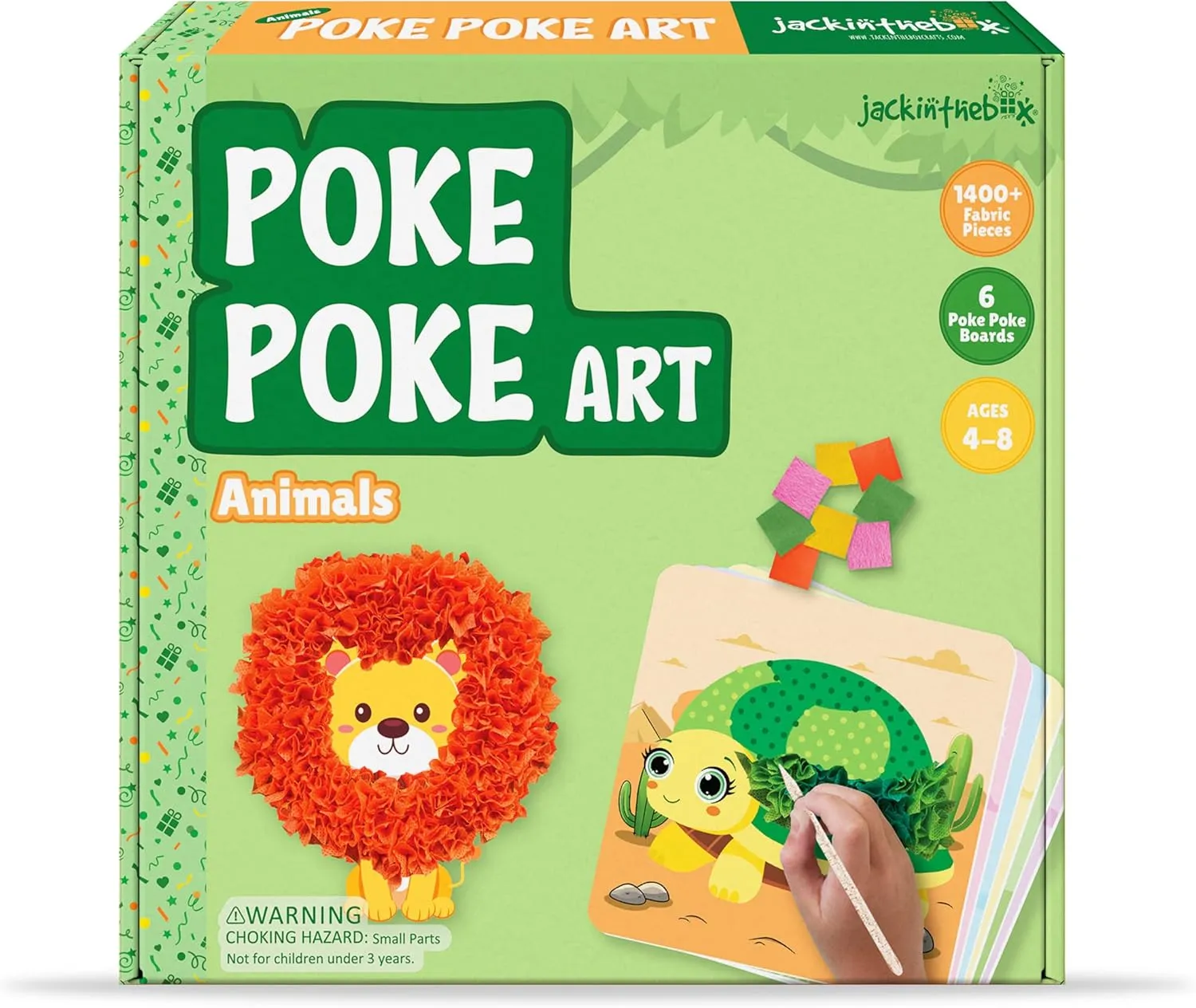 jackinthebox Poke Poke Art for Kids - Unicorns, Mermaids, Princess,Cupcakes, Mess-Free Sewing Art for Kids, Toys for Girls and Boys Ages 4 5 6 7 8. (Animals)