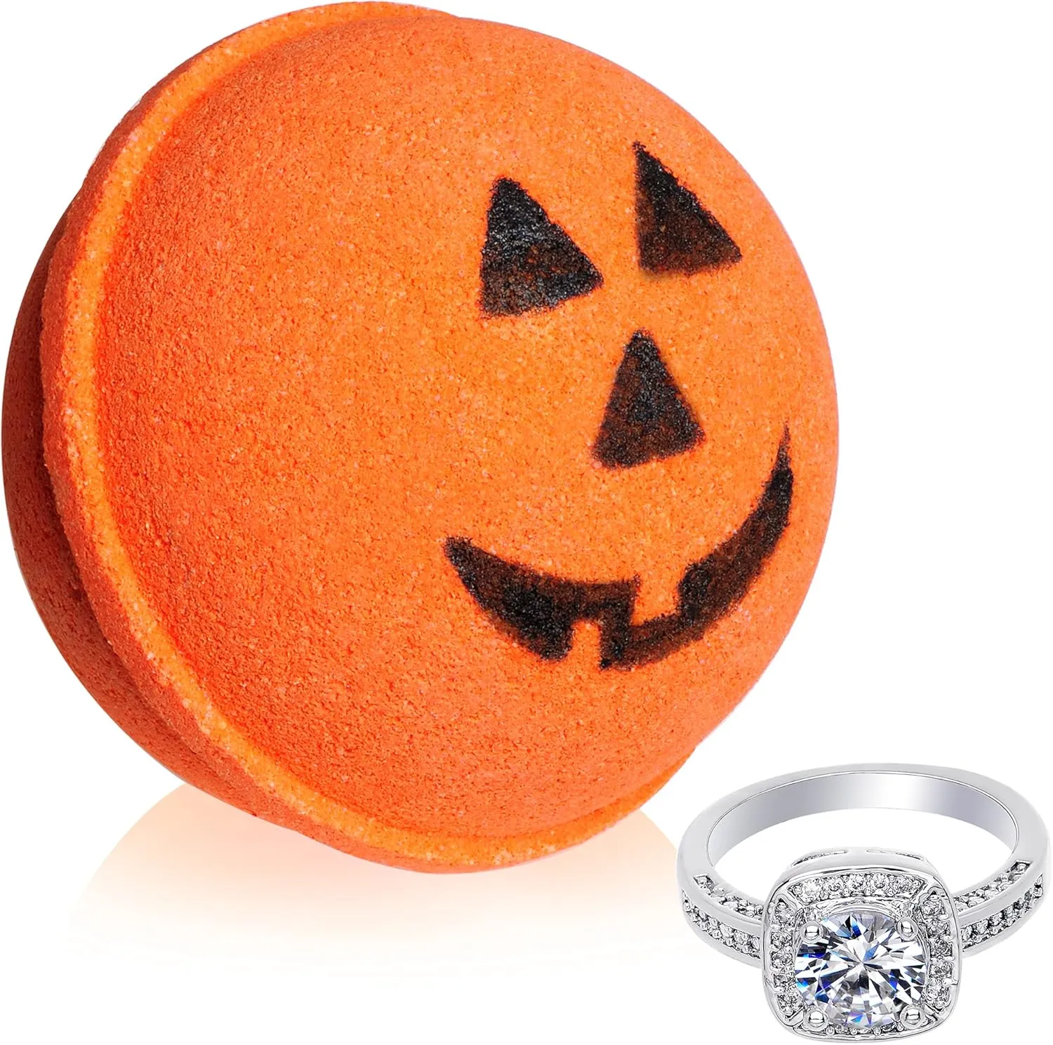 Jackpot Candles Bath Bomb with Size 8 Ring Inside Halloween Jack O Lantern Extra Large 10 oz Made in USA