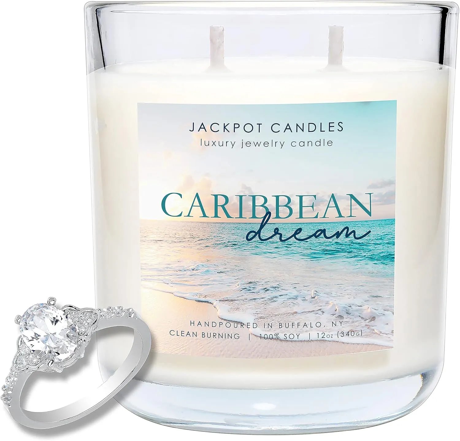 Jackpot Candles Caribbean Dream Candle with Ring Inside (Surprise Jewelry Valued at 15 to 5,000 Dollars) Ring Size 10