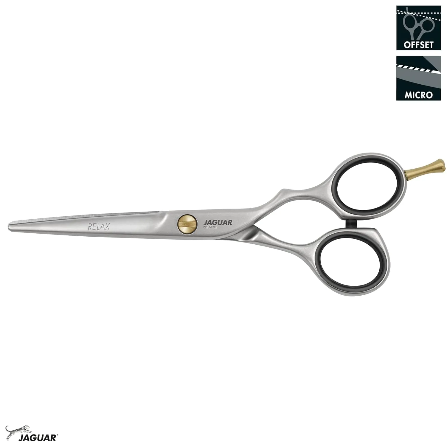 Jaguar Shears Pre Style Relax 5.5 Inch Offset Design Professional Ergonomic Steel Hair Cutting & Trimming Scissors for Salon Stylists, Beauticians, and Barbers