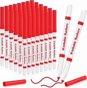 Janlaugh 48 Pcs Line Washable Markers Bulk Red Fine Tip Markers Set Thin Coloring Mark Pens for Kids Red Tips Mark Pen for Art School Supplies, Back to School Supplies, Ages 6 