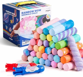 Jar Melo 38 PCS Sidewalk Chalk for Kids- Colored Sidewalk Chalk With Holder,Jumbo Washable & Non-Toxic Chalks-Outdoor Play and Chalkboard Art for Kids and Toddlers Easter Gifts