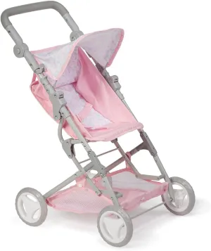 JC Toys - Berenguer Boutique | Fashionable Stroller with Canopy and Storage | Simple Folding |Pink Floral Collection | for Dolls up to 18" | Ages 3 