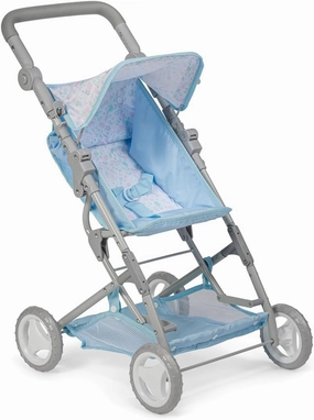 JC Toys - Berenguer Boutique | Fashionable Stroller with Canopy and Storage | Simple Folding |Blue Accessory Collection | for Dolls up to 18" | Ages 3 