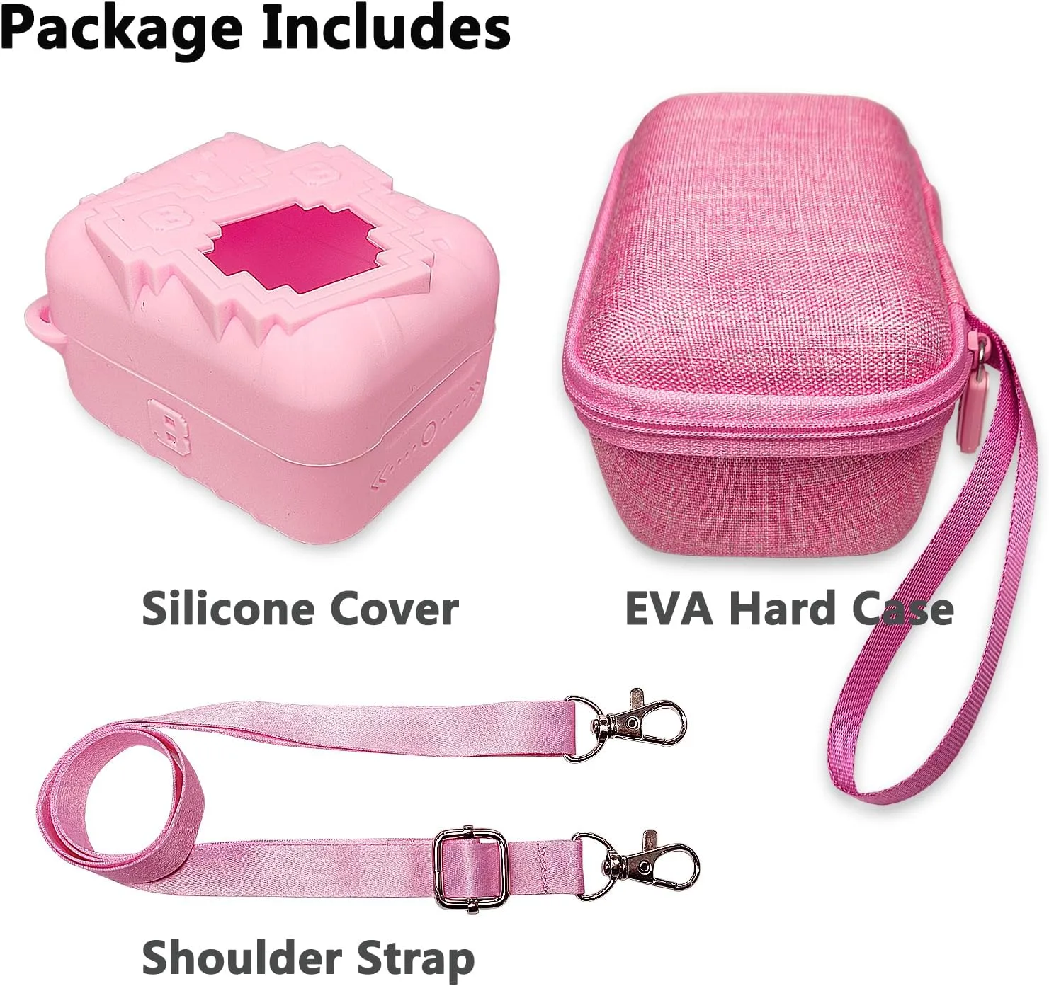JCHPINE Hard Carrying Case and Silicone Cover for Bitzee Disney Interactive Toy Digital Pet, Protective Case for Bitzee Disney Virtual Electronic Pets Accessories (Pink)