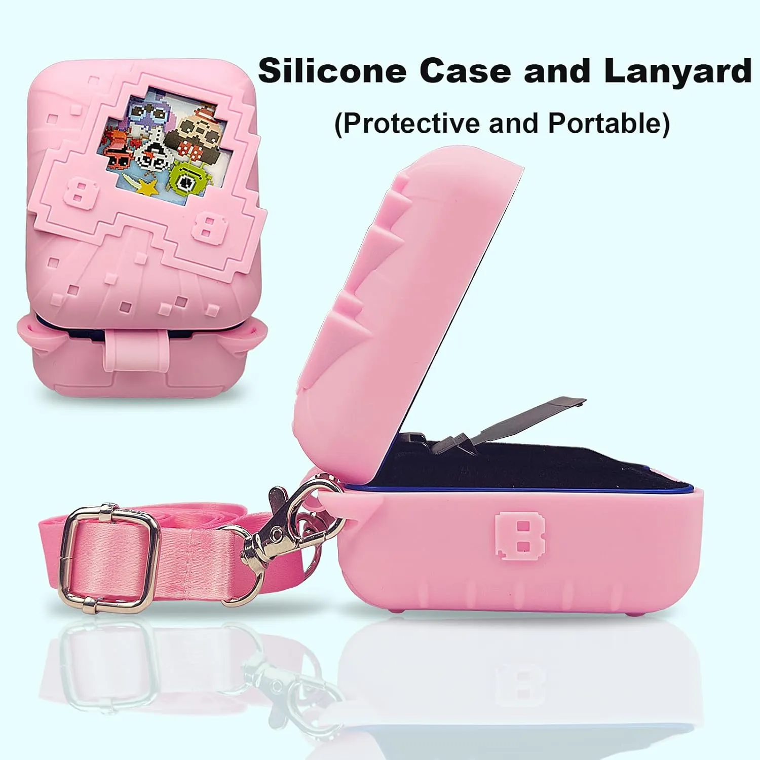JCHPINE Hard Carrying Case and Silicone Cover for Bitzee Disney Interactive Toy Digital Pet, Protective Case for Bitzee Disney Virtual Electronic Pets Accessories (Pink)