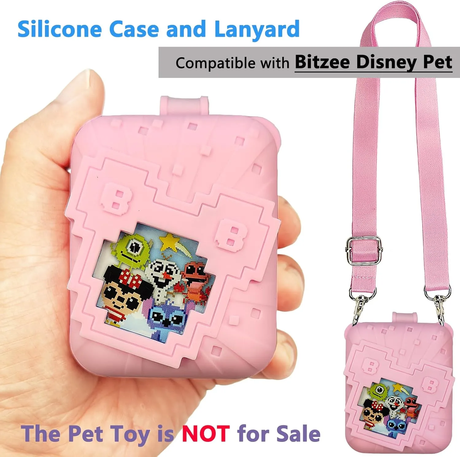JCHPINE Hard Carrying Case and Silicone Cover for Bitzee Disney Interactive Toy Digital Pet, Protective Case for Bitzee Disney Virtual Electronic Pets Accessories (Pink)
