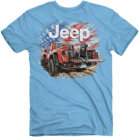 Jeep Big USA Short Sleeve T-Shirt, Blue | Wrangler, American Flag Design | 100% Combed Ringspun Cotton
