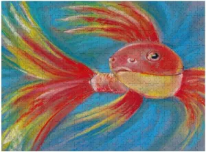 Jigsaw Puzzle 1000 Pieces Red Fish Aquarium Drawing Pastel Puzzles for Adults Creative Gift Puzzles Funny Family Games Multiple Size