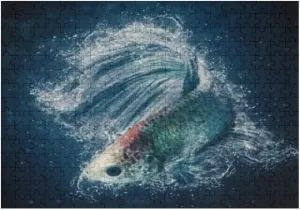 Jigsaw Puzzle 1000 Pieces Water Splash Siamese Fighting Fish Puzzles for Adults Teens and Kids Creative Gift Puzzles Funny Family Games Multiple Size