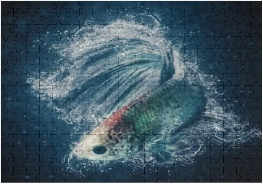Jigsaw Puzzle 1000 Pieces Water Splash Siamese Fighting Fish Puzzles for Adults Teens and Kids Creative Gift Puzzles Funny Family Games Multiple Size