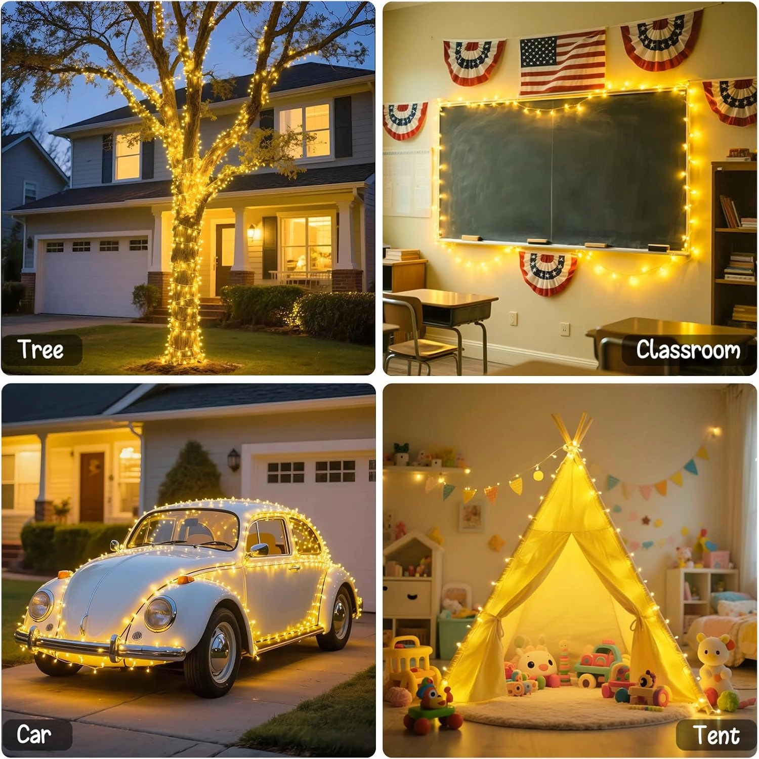 JMEXSUSS 2 Pack Battery Operated String Lights with Remote Outdoor Indoor, Total 66ft 200 LED Twinkle Fairy Lights Battery Operated for Bedroom Classroom Tree Party Wedding Christmas Decor(Warm White)